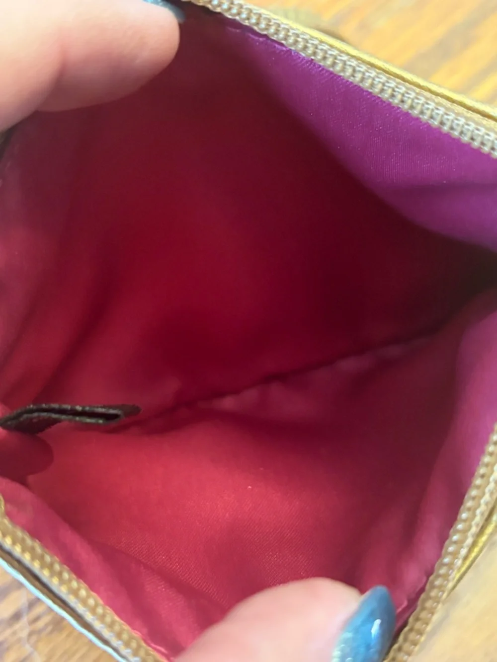 Coach Legacy Metallic Gold Leather Wristlet Clutch Pink Satin Lining Hangtag